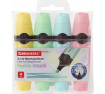 Текстовыделители BRAUBERG DELTA PASTEL набор 4 шт, ассорти, линия 1-5 мм 151735