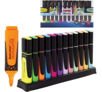 Текстовыделители BRAUBERG SUPER набор 12 шт, ассорти, прорезиненный корпус, 1-5 мм 151758