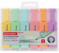 Текстовыделители BRAUBERG ORIGINAL PASTEL набор 6 шт, ассорти, линия 1-5 мм 151698