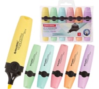 Текстовыделители BRAUBERG DELTA PASTEL набор 6 шт, ассорти, линия 1-5 мм 151736