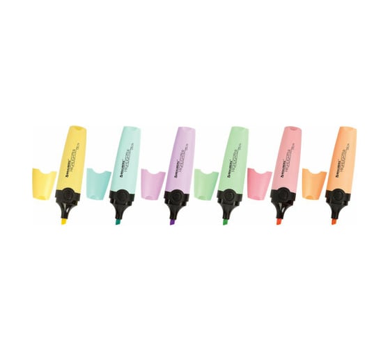 Текстовыделители BRAUBERG DELTA PASTEL набор 6 шт, ассорти, линия 1-5 мм 151736