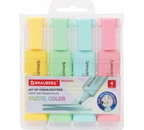 Текстовыделители BRAUBERG ORIGINAL PASTEL набор 4 шт, ассорти, линия 1-5 мм 151697