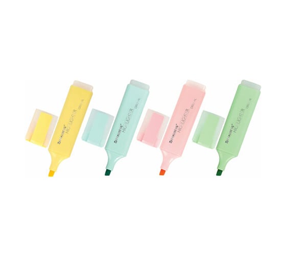 Текстовыделители BRAUBERG ORIGINAL PASTEL набор 4 шт, ассорти, линия 1-5 мм 151697