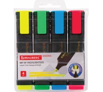 Текстовыделители BRAUBERG ORIGINAL набор 4 шт, ассорти, линия 1-5 мм 151689