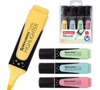 Текстовыделители BRAUBERG SUPER PASTEL набор 4 шт, ассорти, прорезиненный корпус, 1-5 мм 151756