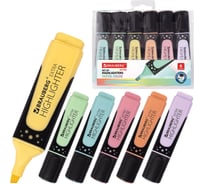 Текстовыделители BRAUBERG SUPER PASTEL набор 6 шт, ассорти, прорезиненный корпус 1-5 мм, 151757