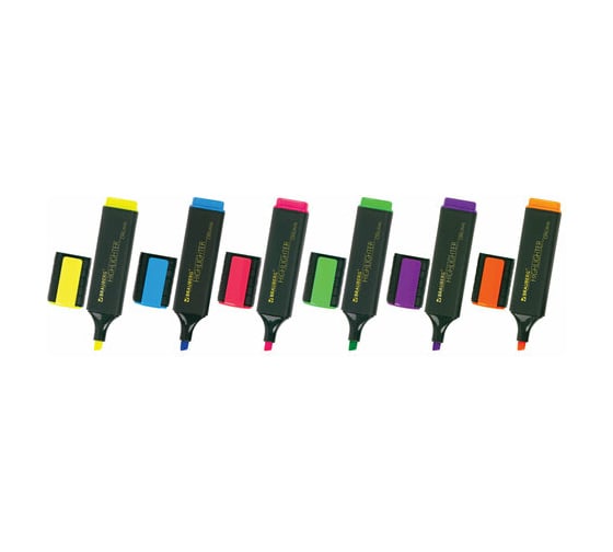 Текстовыделители BRAUBERG ORIGINAL набор 6 шт, ассорти, линия 1-5 мм 151690