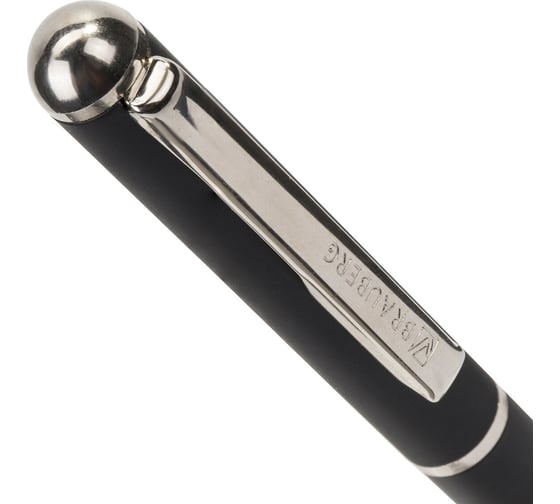 Подарочная перьевая ручка BRAUBERG Larghetto синяя, черный корпус с хромом, линия 0.25 мм 143477