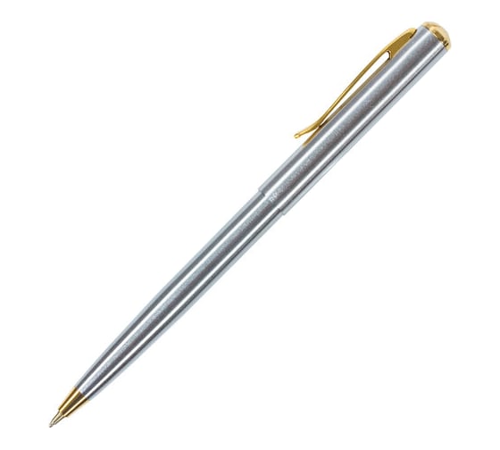 Подарочная шариковая ручка BRAUBERG Maestro синяя, серебристый корпус с золотистым, линия 0.5 мм 143468