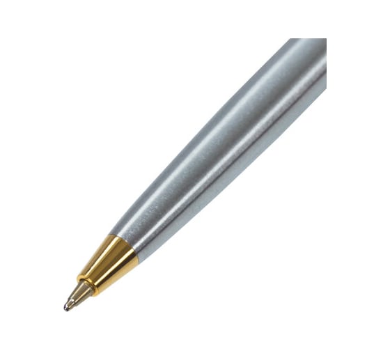 Подарочная шариковая ручка BRAUBERG Maestro синяя, серебристый корпус с золотистым, линия 0.5 мм 143468