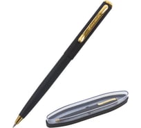 Подарочная шариковая ручка BRAUBERG Maestro синяя, черный корпус с золотистым, линия 0.5 мм 143470