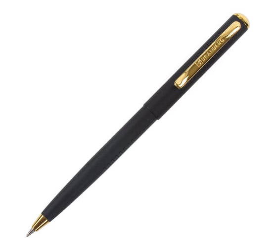 Подарочная шариковая ручка BRAUBERG Maestro синяя, черный корпус с золотистым, линия 0.5 мм 143470
