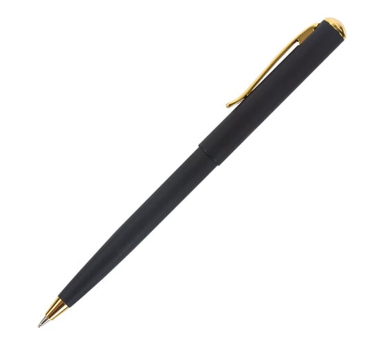 Подарочная шариковая ручка BRAUBERG Maestro синяя, черный корпус с золотистым, линия 0.5 мм 143470