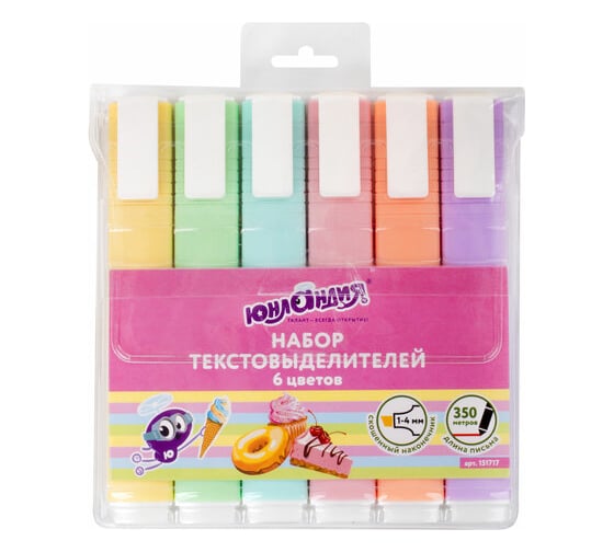 Набор текстовыделителей ЮНЛАНДИЯ COLORSTAR PASTEL 6 шт, ассорти, линия 1-4 мм 151717