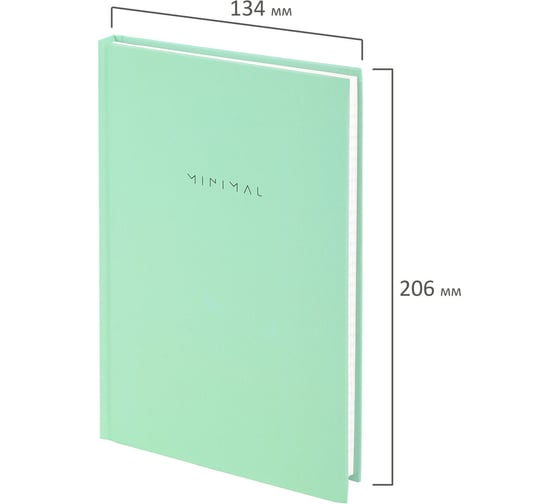 Бизнес-блокнот BRAUBERG А5, 134х206 мм, 80 л., твёрдый, клетка, Minimal, мятный 116443