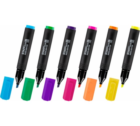Набор текстовыделителей Staff 6 неоновых цветов, ассорти, College Stick Neon, линия письма 1-4 мм, скошенный наконечник, 152534
