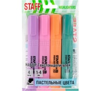 Набор текстовыделителей Staff 4 пастельных цвета, ассорти, College Stick Pastel, линия письма 1-4 мм, скошенный наконечник, 152531