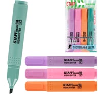 Набор текстовыделителей Staff 4 пастельных цвета, ассорти, College Stick Pastel, линия письма 1-4 мм, скошенный наконечник, 152531