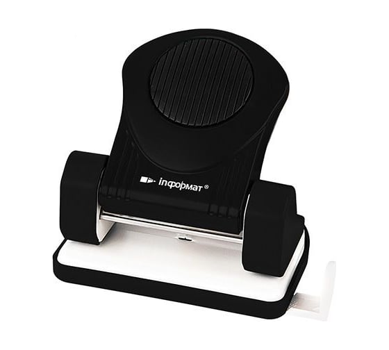 Дырокол INFORMAT ERGONOMICS черный, металл, 25 листов, линейка форматов DEG-25К