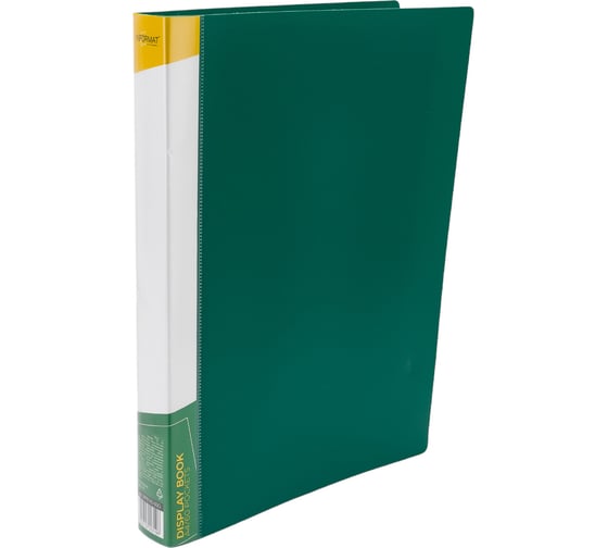 Папка INFORMAT с файлами, А4, 60 файлов, зеленая, пластик, 600 мкм, карман NP0165-60G