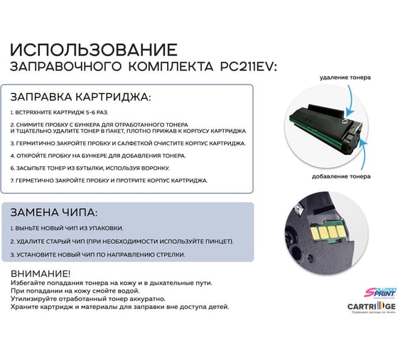 Заправочный комплект Solution Print SP PC-211EV/PC-211RB тонер + чип для Pantum 350131