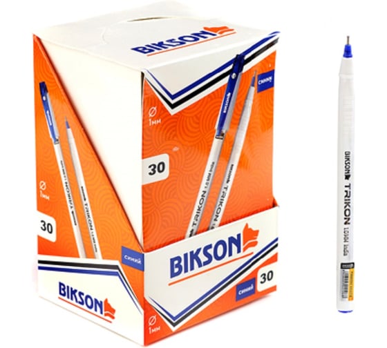 Ручка шариковая Bikson TRIKON WHITE 1,0 мм, синие чернила, арт. BN0603 РучШ1420