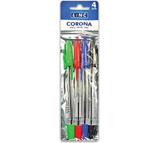 Набор шариковых ручек Linc CORONA PLUS 0,7 мм, 4 цвета, ассорти 3002N/4