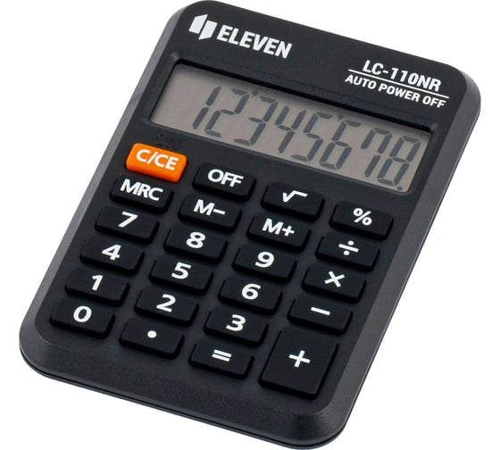 Калькулятор карманный Eleven LC-110NR, 8 разрядов, питание от батарейки, 58х88х11 мм, черный 339226
