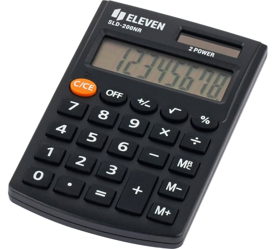 Калькулятор карманный Eleven SLD-200NR, 8 разрядов, двойное питание, 62х98х10 мм, черный 339232