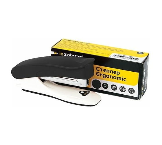Степлер INFORMAT ERGONOMICS 25 листов, № 10, комбинированный, черный SEG-25K