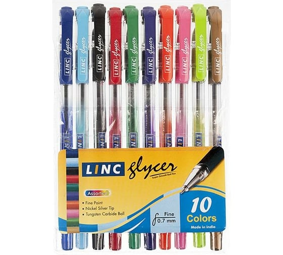 Набор шариковых ручек Linc GLYCER 0.7 мм, 10 цветов, резиновый грип 1300RF/10