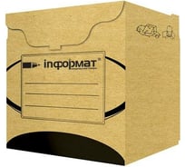 Архивный короб INFORMAT 330х310х340 мм, бурый, картон, с крышкой, разобранный RB63330N