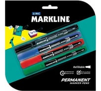 Набор перманентных маркеров Linc PERMANENT 2.5-3.7 мм, круглый, 4 шт P100/4color