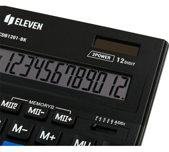 Калькулятор настольный Eleven Business Line CDB1201-BK/BL, 12 разрядов, двойное питание, 155х205х35 мм, черный/синий 365632
