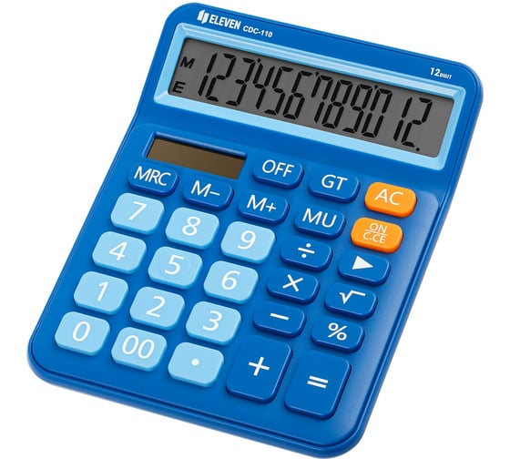 Калькулятор настольный Eleven CDC-110-BL, 12 разрядов, двойное питание, 125х160х28 мм, синий 365654