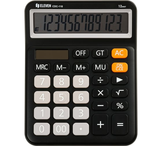 Калькулятор настольный Eleven CDC-110-BK, 12 разрядов, двойное питание, 125х160х28 мм, черный 365653