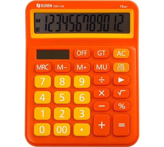 Калькулятор настольный Eleven CDC-110-OR, 12 разрядов, двойное питание, 125х160х28 мм, оранжевый 365656