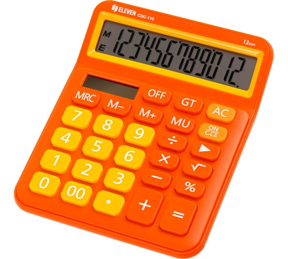 Калькулятор настольный Eleven CDC-110-OR, 12 разрядов, двойное питание, 125х160х28 мм, оранжевый 365656