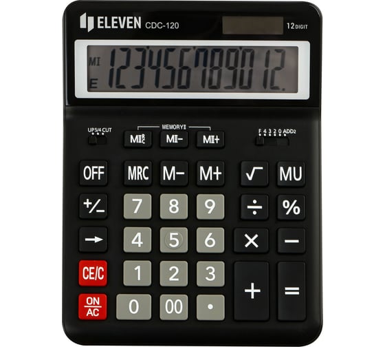 Калькулятор настольный Eleven CDC-120-BK, 12 разрядов, двойное питание, 155х206х38 мм, черный 365642 1