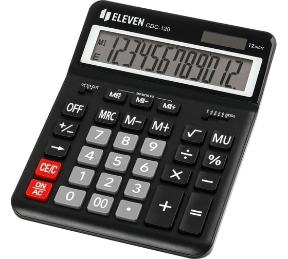 Калькулятор настольный Eleven CDC-120-BK, 12 разрядов, двойное питание, 155х206х38 мм, черный 365642