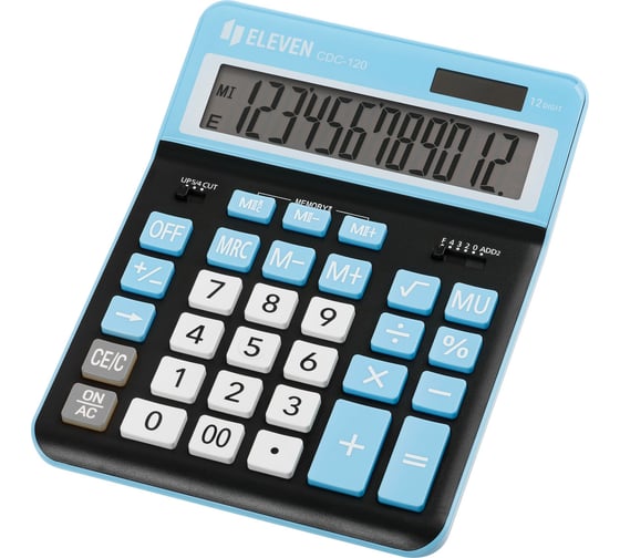 Калькулятор настольный Eleven CDC-120-BK/CY, 12 разрядов, двойное питание, 155х206х38 мм, черный/синий 365645