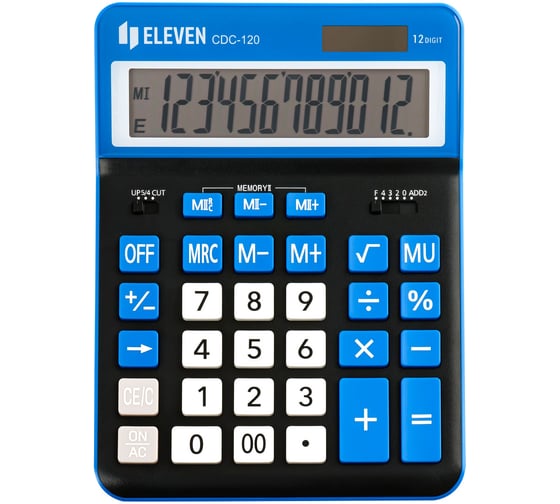 Калькулятор настольный Eleven CDC-120-BK/NV, 12 разрядов, двойное питание, 155х206х38 мм, черный/темно-синий 365643
