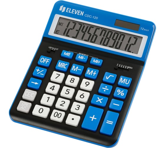 Калькулятор настольный Eleven CDC-120-BK/NV, 12 разрядов, двойное питание, 155х206х38 мм, черный/темно-синий 365643