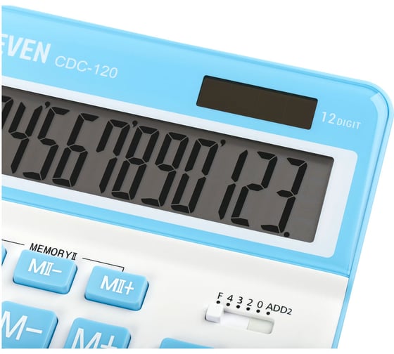 Калькулятор настольный Eleven CDC-120-WH/CY, 12 разрядов, двойное питание, 155х206х38 мм, белый/синий 365646