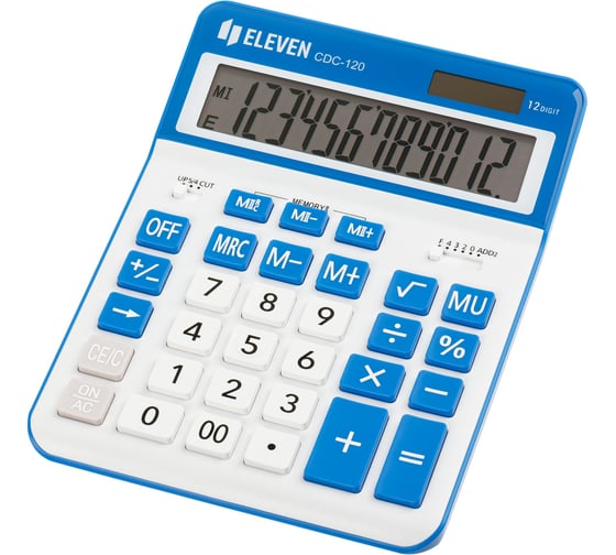 Калькулятор настольный Eleven CDC-120-WH/NV, 12 разрядов, двойное питание, 155х206х38 мм, белый/темно-синий 365644