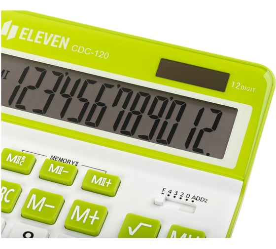 Калькулятор настольный Eleven CDC-120-WH/GN, 12 разрядов, двойное питание, 155х206х38 мм, белый/салатовый 365652
