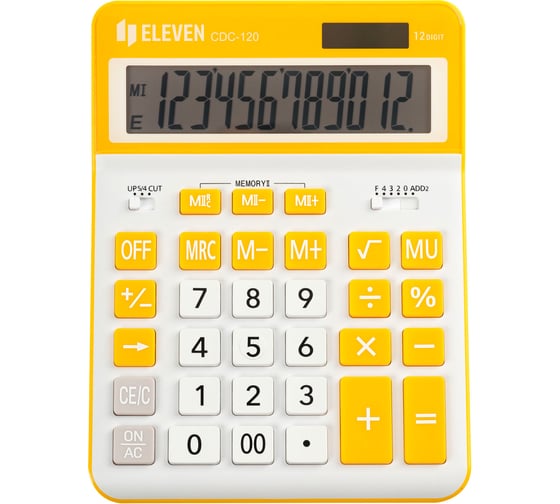 Калькулятор настольный Eleven CDC-120-WH/OR, 12 разрядов, двойное питание, 155х206х38 мм, белый/оранжевый 365650