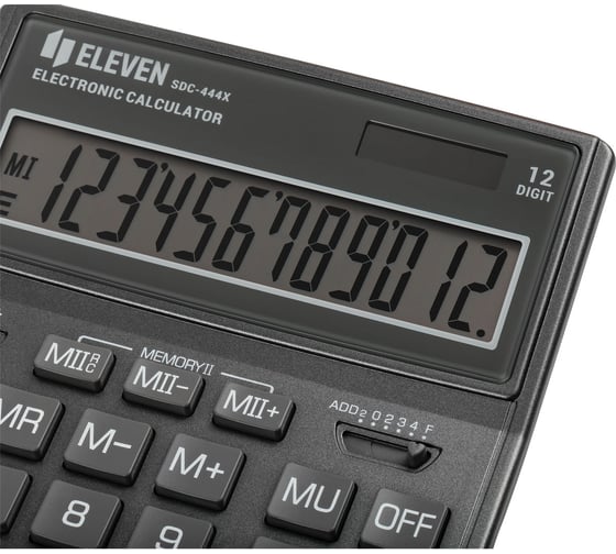 Калькулятор настольный Eleven SDC-444X-GR, 12 разрядов, двойное питание, 155х204х33 мм, cерый 365636