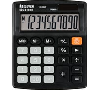 Калькулятор настольный Eleven SDC-810NR, 10 разрядов, двойное питание, 127х105х21 мм, черный 339214