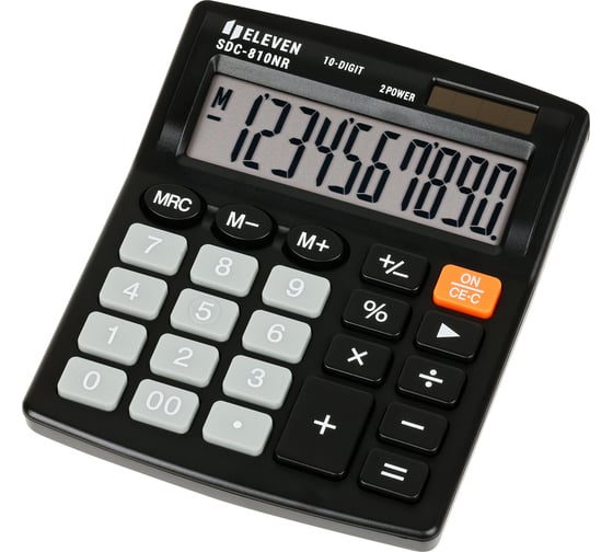 Калькулятор настольный Eleven SDC-810NR, 10 разрядов, двойное питание, 127х105х21 мм, черный 339214
